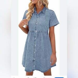 Amazon Light Blue Denim Button-Front Dress